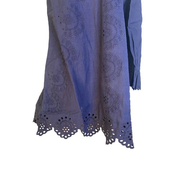 Hill‎ House Womens Mila One Shoulder Embroidered Dress in Navy Linen Size Small - Picture 5 of 10